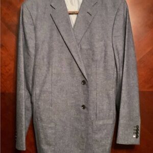 Hickey Freeman New Without Tags 48L Wool Blue Tweed Pattern Patch Pockets Blazer